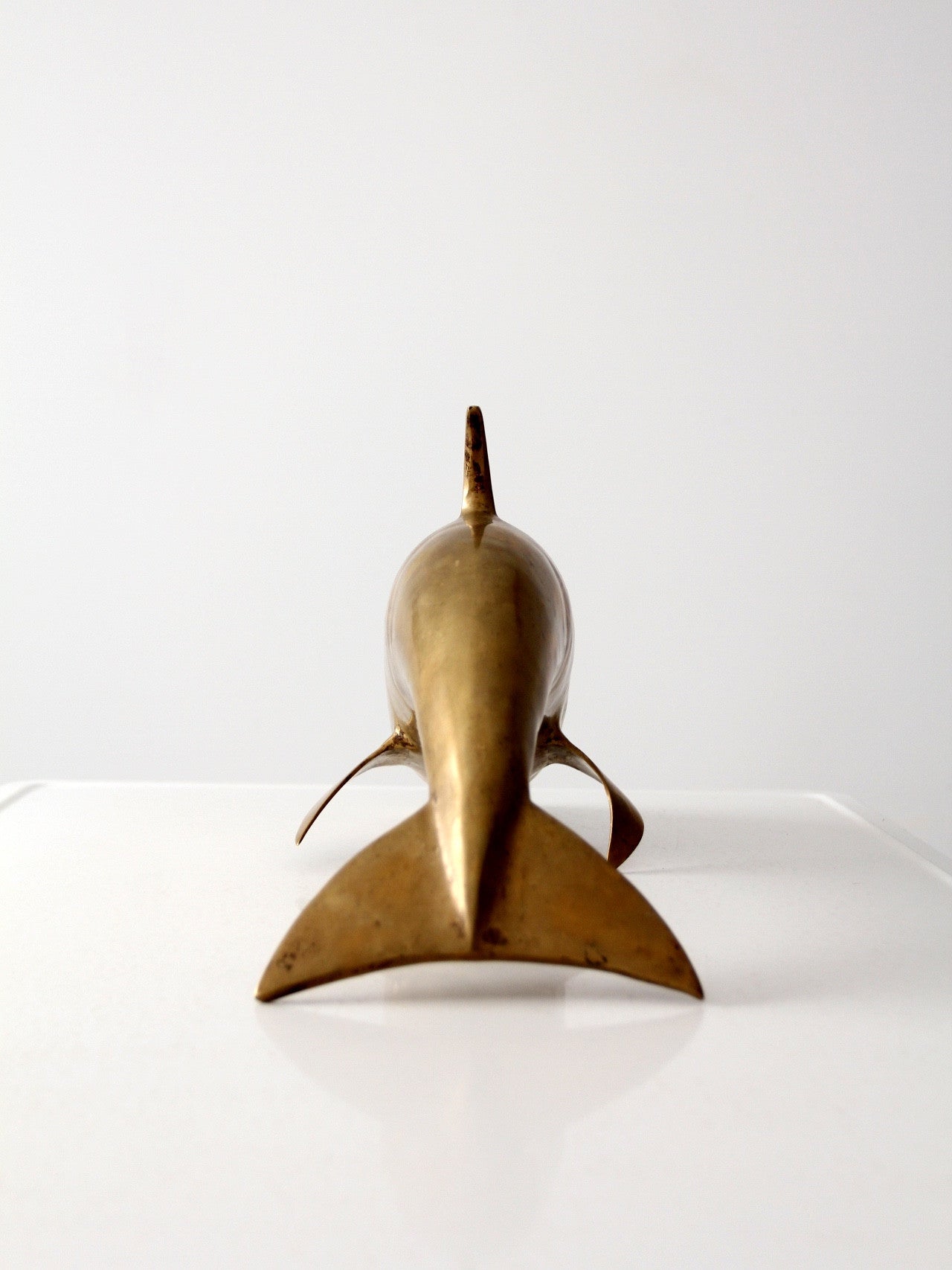 Store Vintage Brass Sphere On Sculptural Dolphin Stand, Mid Century Brass Dolphin Sculpture