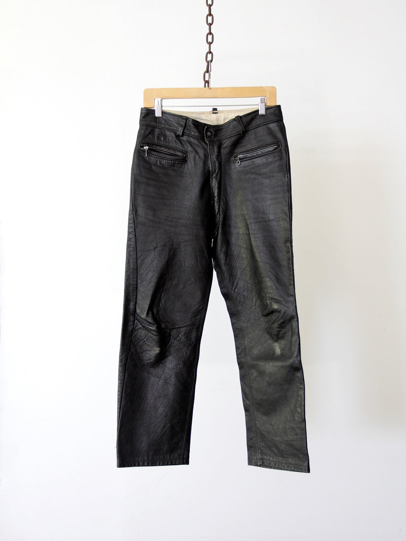 vintage black leather motorcycle pants, 32 x 26 – 86 Vintage