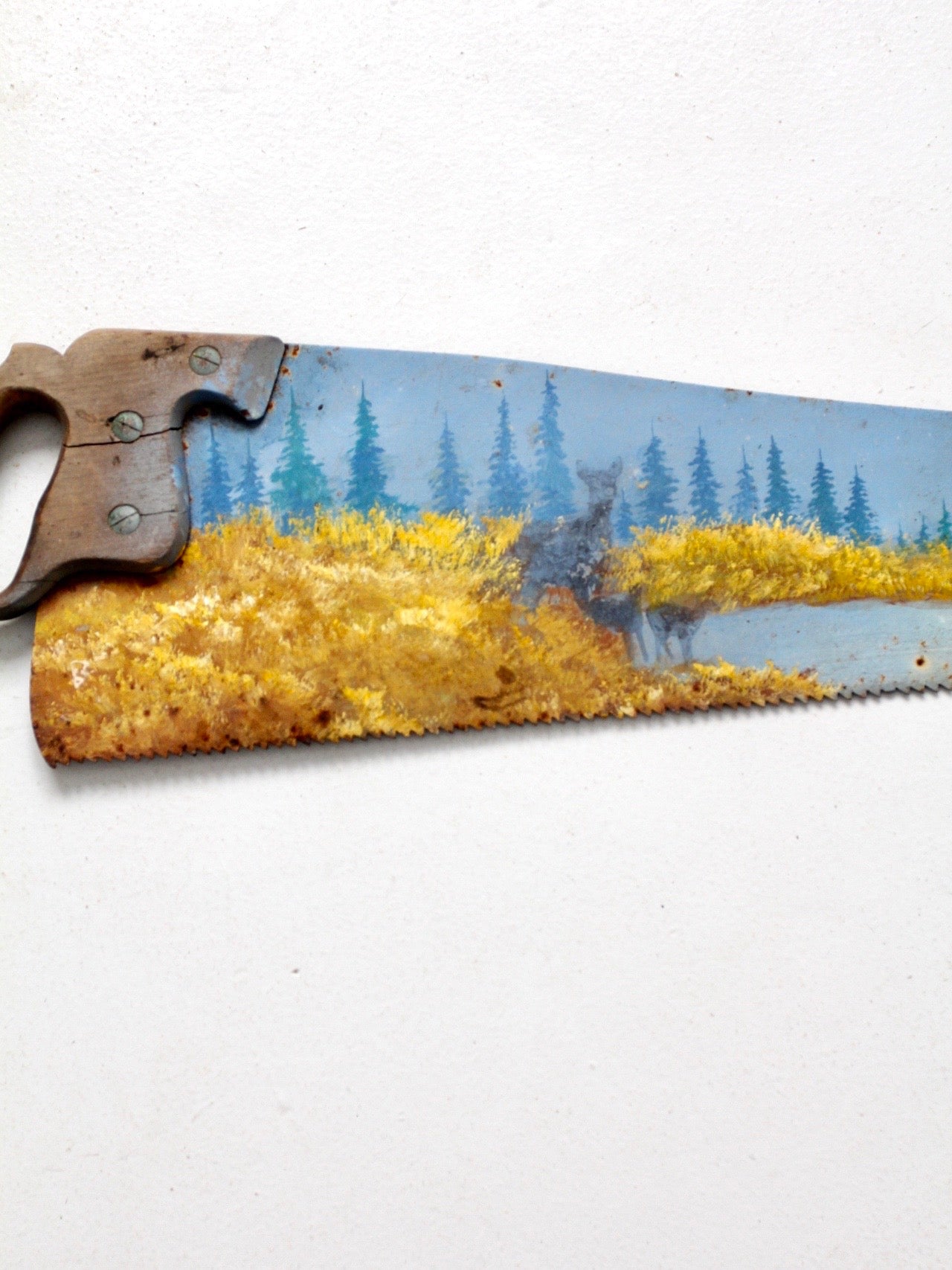 VINTAGE WARRANTED SUPERIOR HAND SAW Custom store Hand Painted Art Water Sky Scene 79