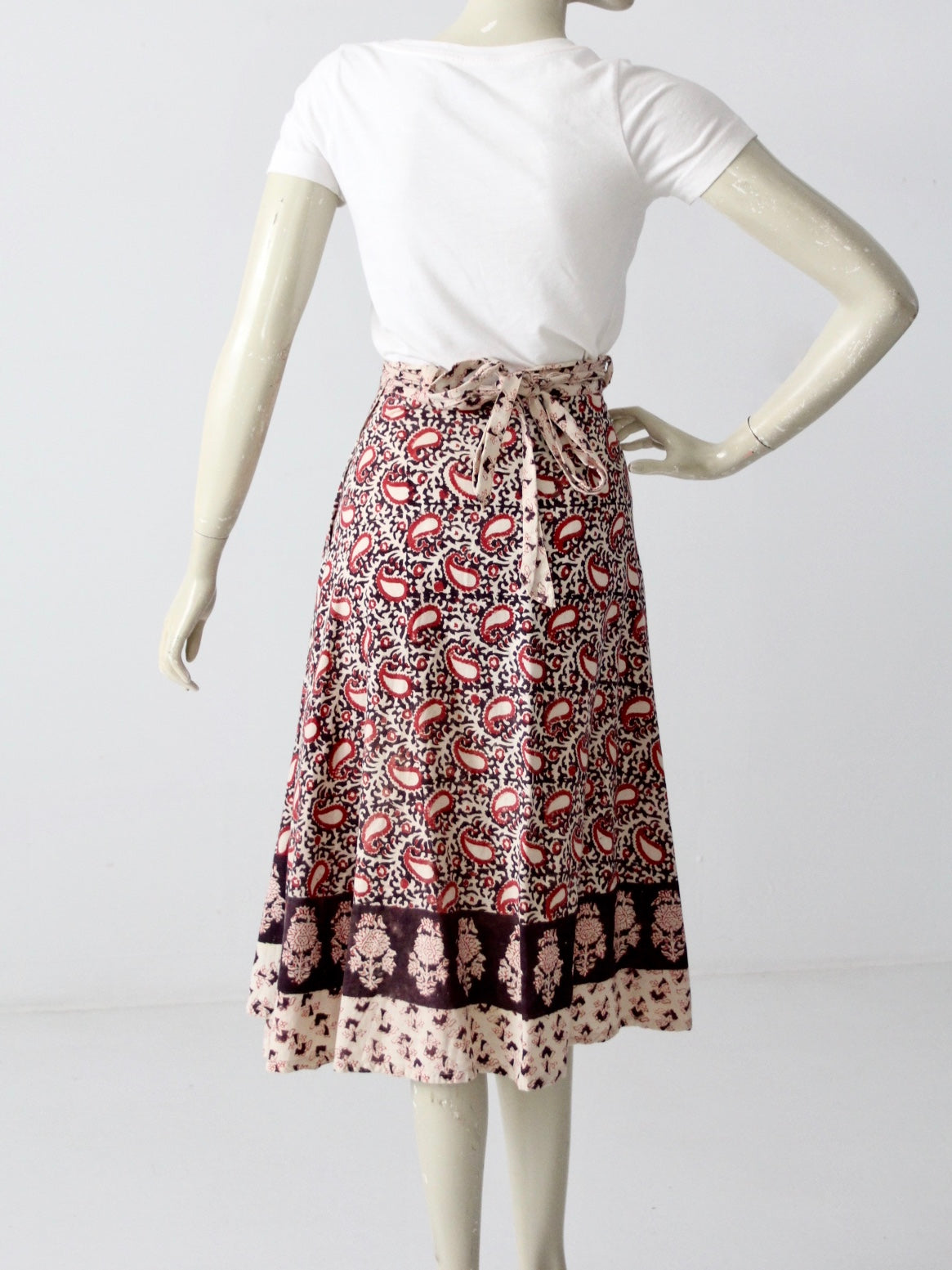 Vintage 70s Block Print Wrap Skirt – 86 Vintage