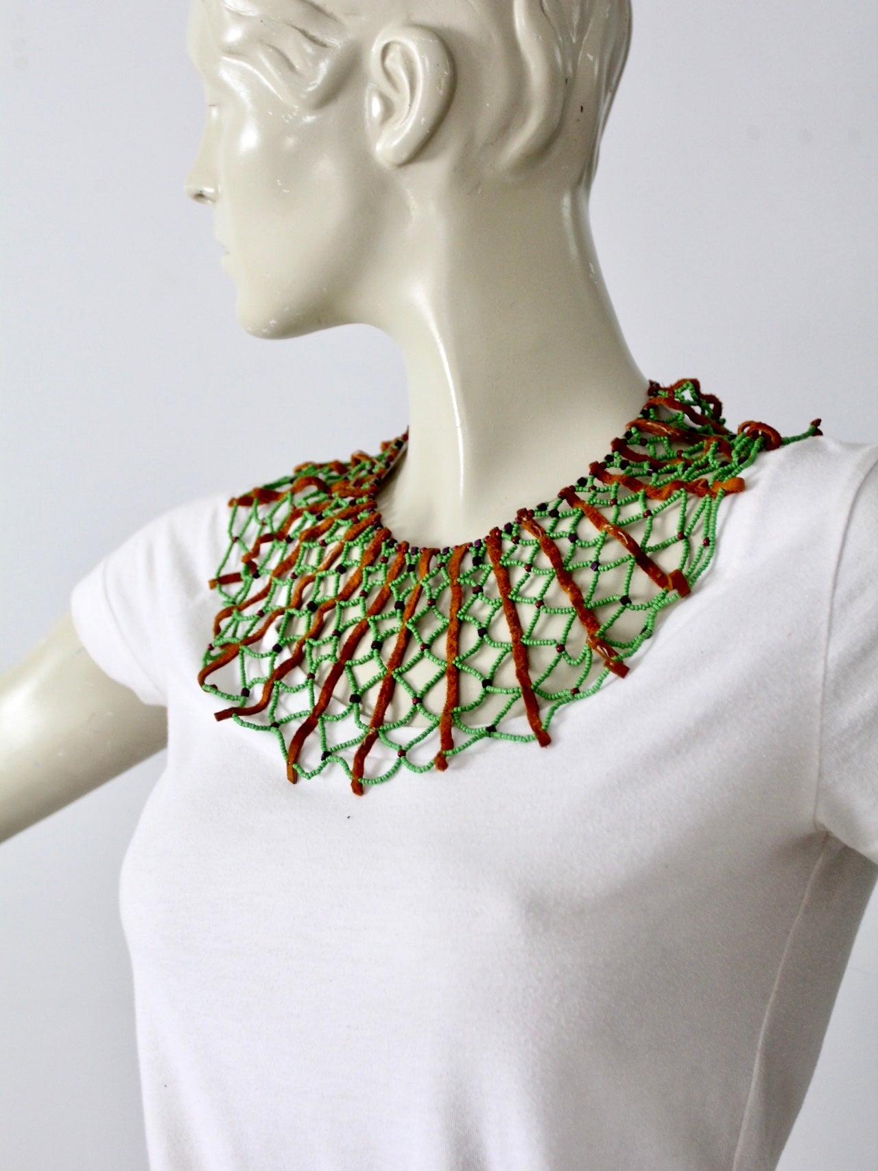 Egyptian beaded embroidered collar necklace. Red & blue necklace with  tassel - BUSIKO Jewelry Shop