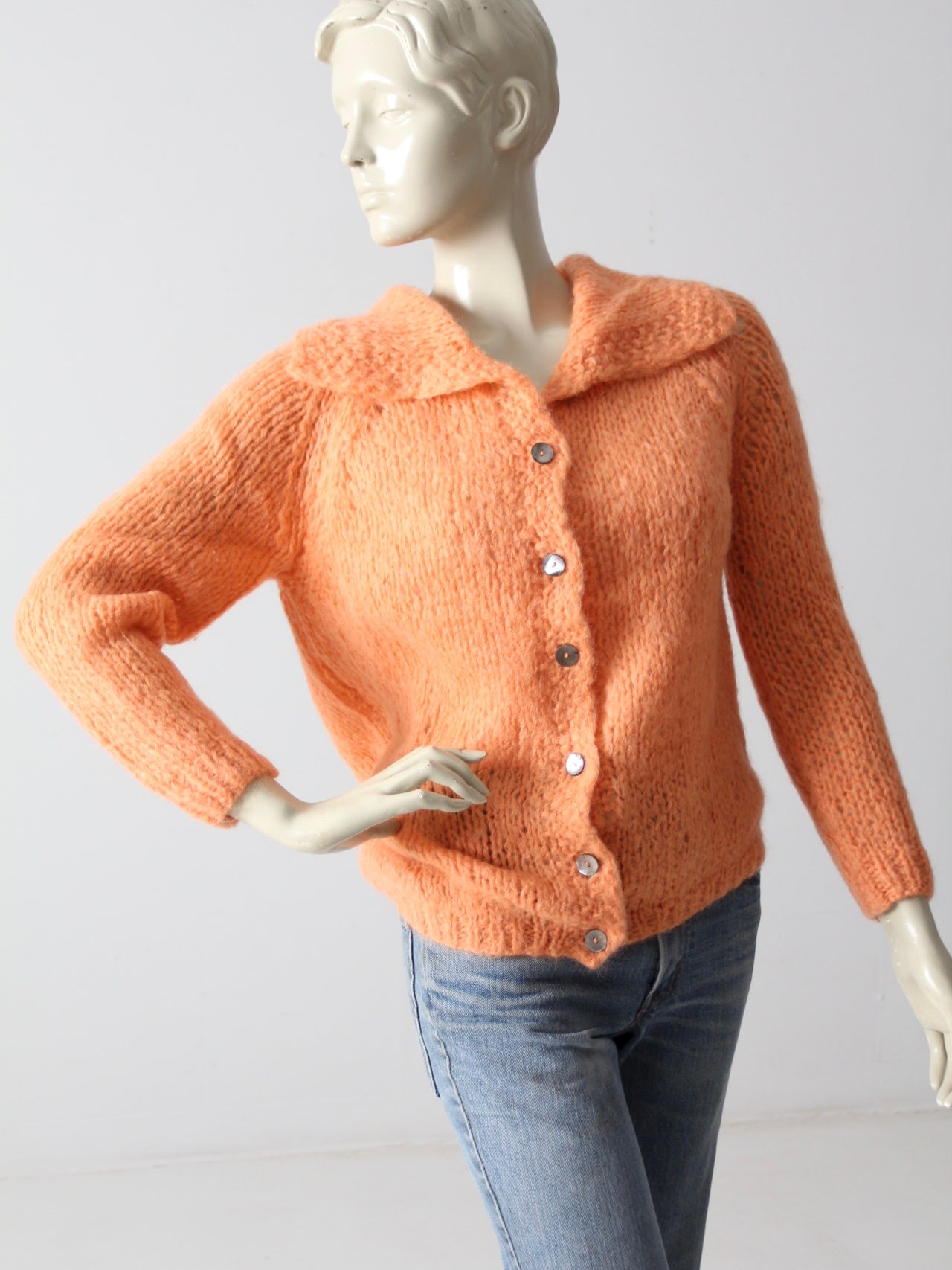 60s Patterned Mohair Cardigan - トップス