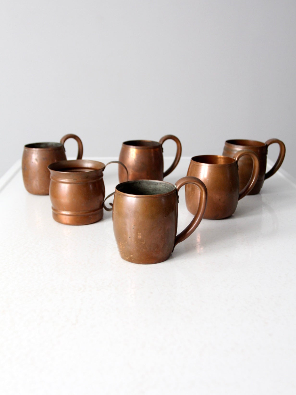 6 Vintage Solid Copper popular Moscow Mule mugs