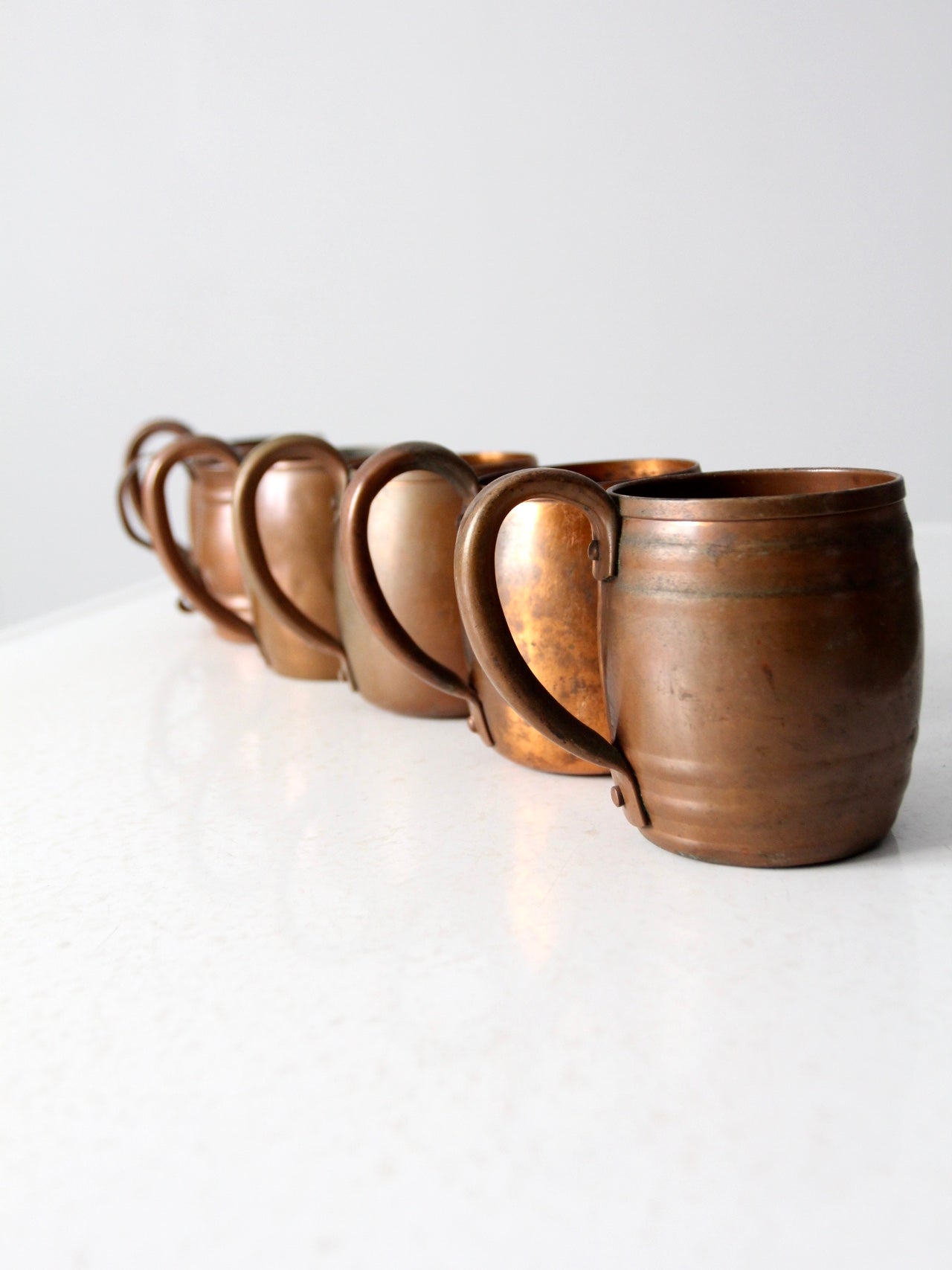 6 Vintage Solid cheapest Copper Moscow Mule mugs