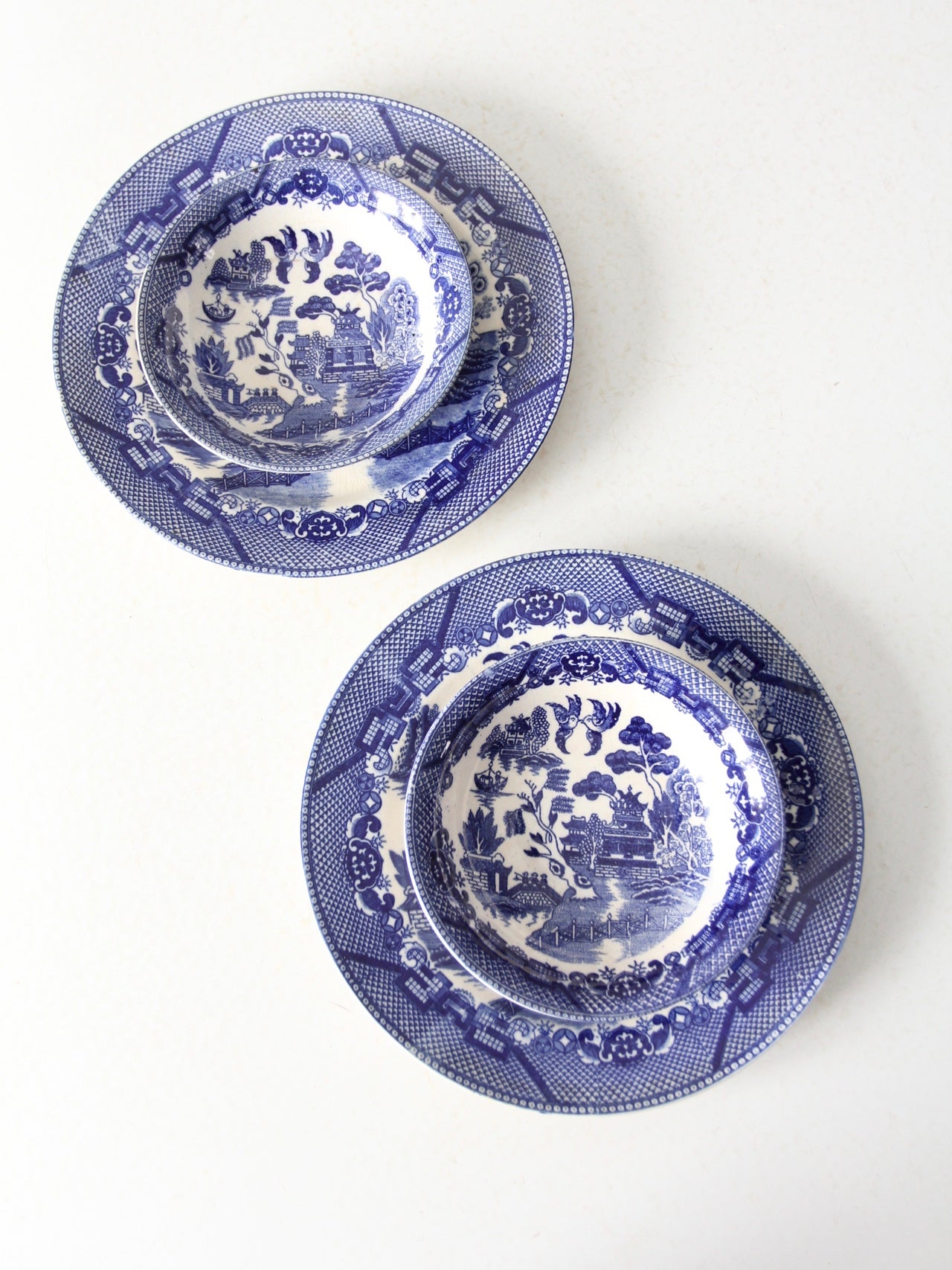 Antique Blue Willow Japan dishes (4) outlets