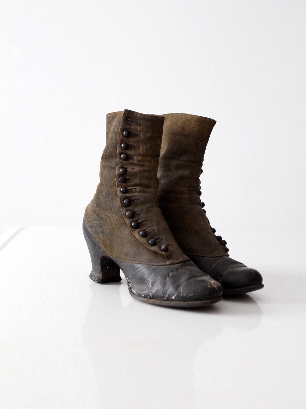 Antique Victorian Two-tone Lace-up Boots / Vintage Gray and 